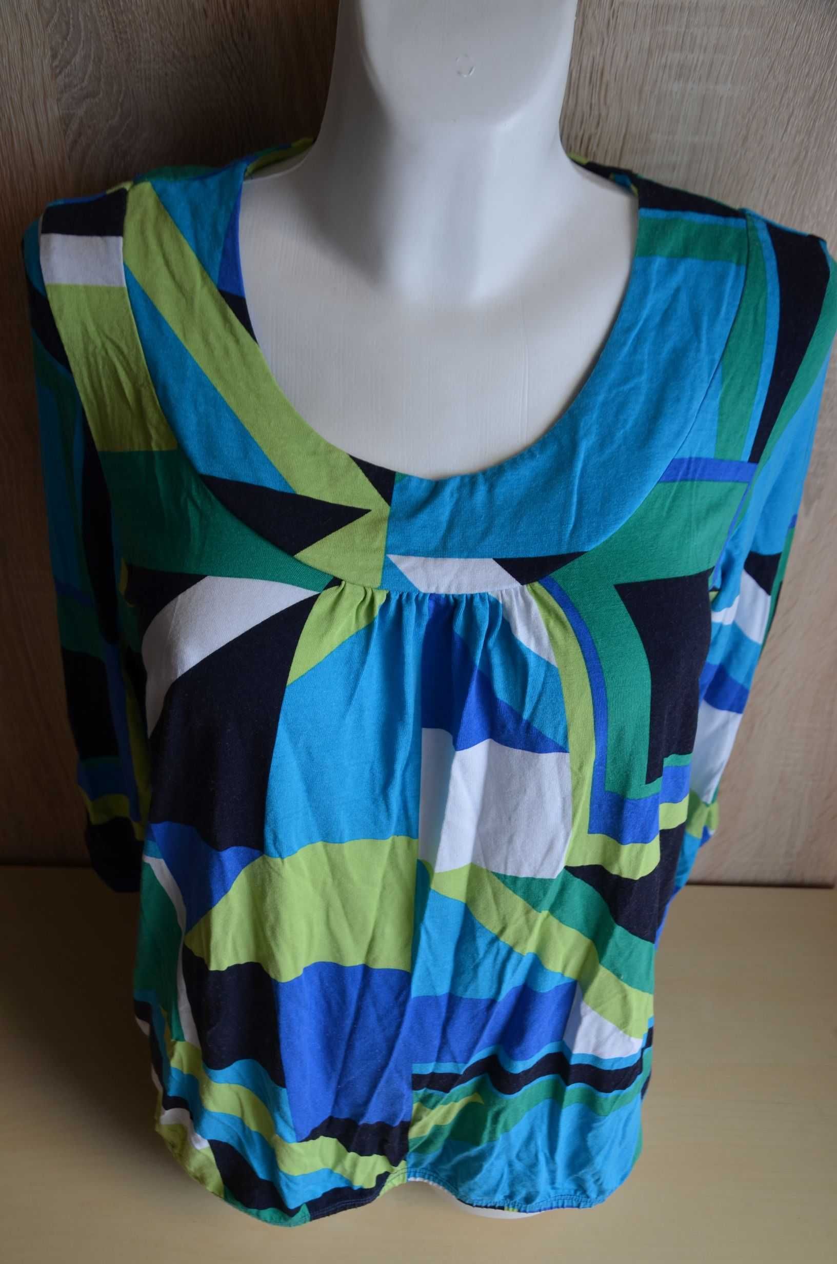 Bluzka z rękawem 3/4 kolorowa wzory cienka 40 L 42 XL