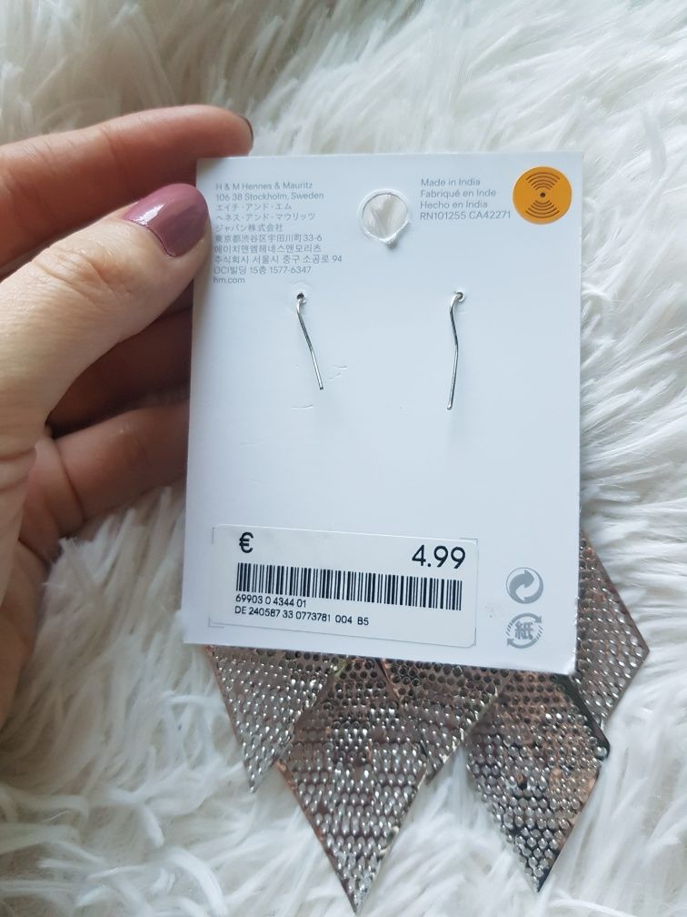 Kolczyki duże h&m srebrne efektowne nowe mega okazja