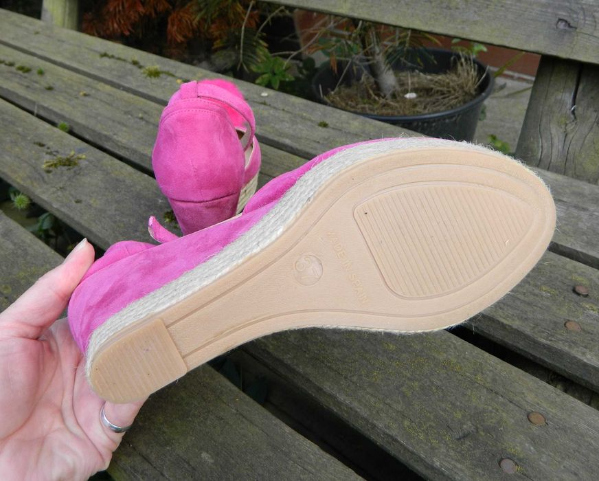 HISZPAŃSKIE koturny fuksja SKÓRA NATURALNA pompony Cuore Panico Ibiza