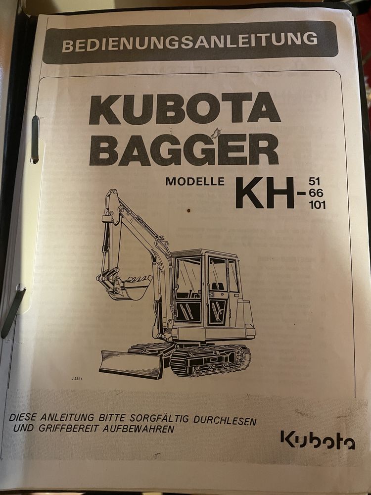 Instrukcja kubota bagger model KH-51, 66, 101
