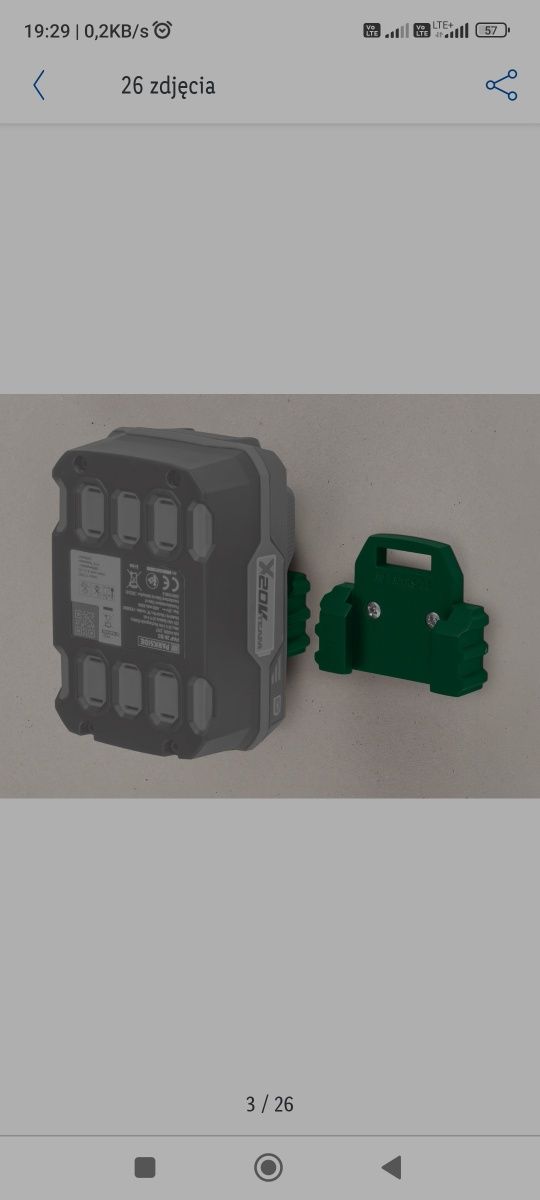 Wieszak uchwyt na baterie Parkside X20V Team