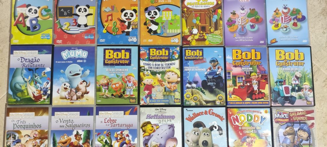 Vários filmes em DVDs para bebê criança Panda,bob o cronstrutor,Noddy