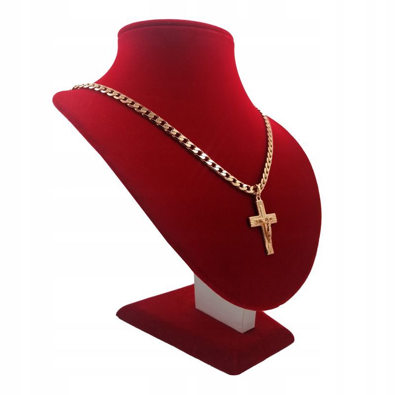Złoty Łańcuszek Męski Z Krzyżykiem Szeroki 60 Cm Stal Chirurgiczna Pre