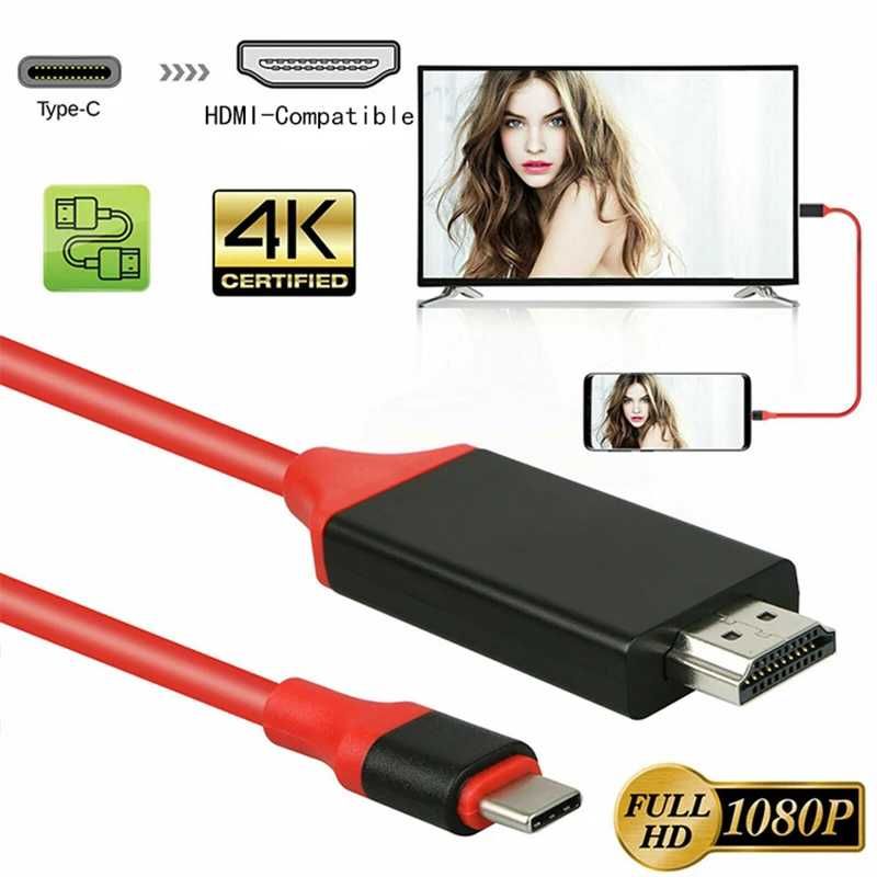 Przewód USB C / HDMI Kabel Adapter Wideo 4K Przejściówka Telefon Do TV