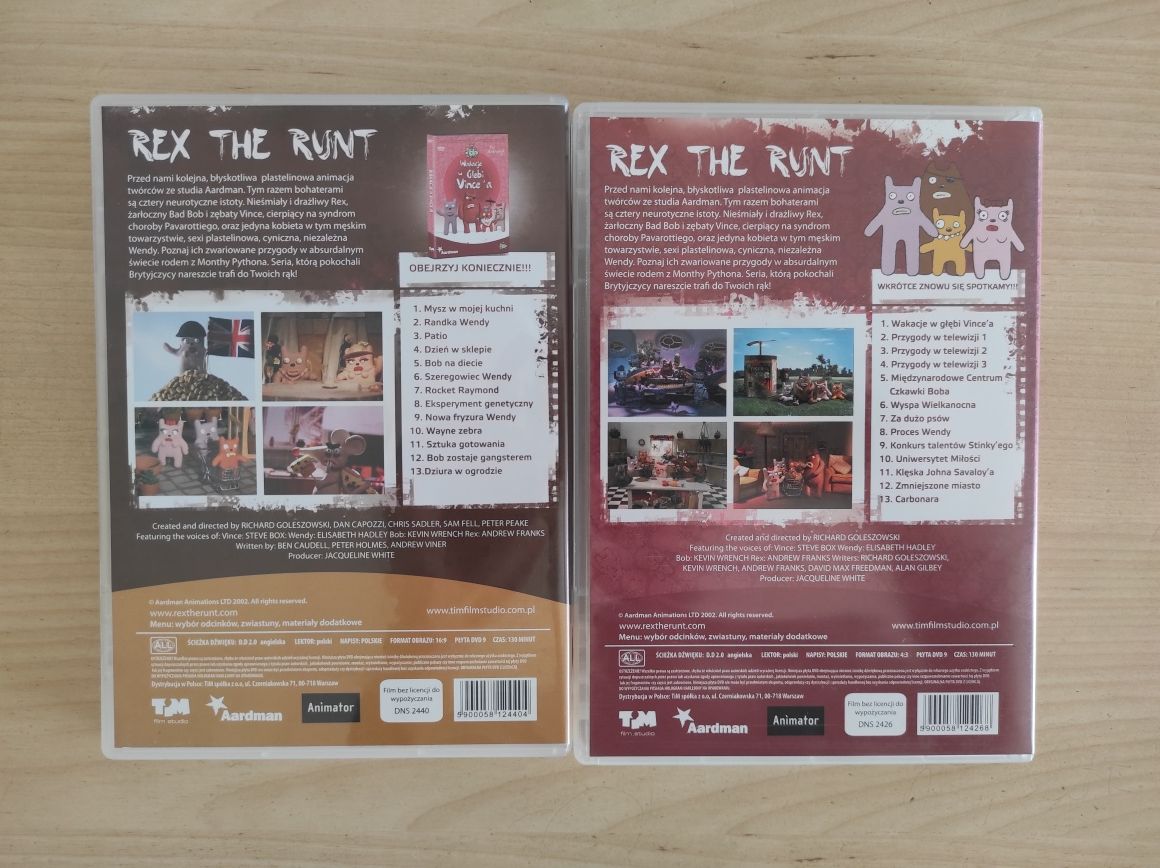 2 x DVD - Rex The Runt - Randka Wendy - Wakacje w Głębi Vince'a