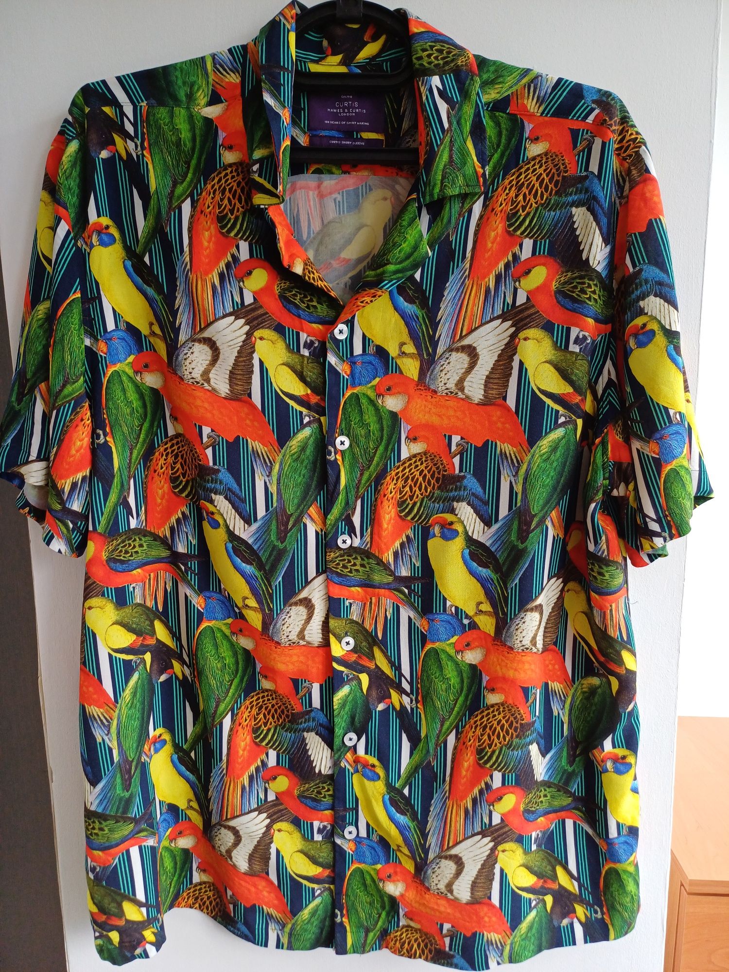 Яркая рубашка гавайка ,,Попугаи" бренда CURTIS ориг Англия L-XL