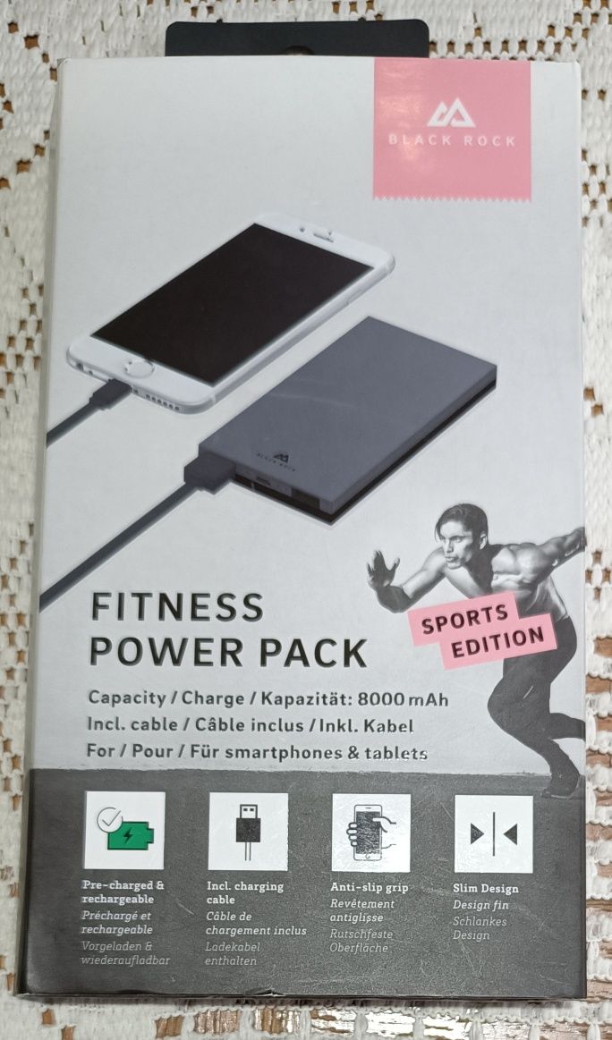 Powerbank BLACK ROCK 8000mAh edycja sportowa czarny USB ładowarka