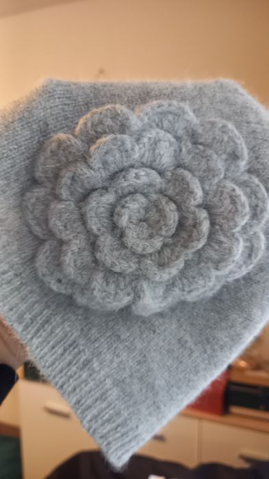 Czapka zimowa wełna angora szara