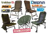 Карпові крісла Fox, Solar, Nash, Carp Academy, Trakker, Delphin