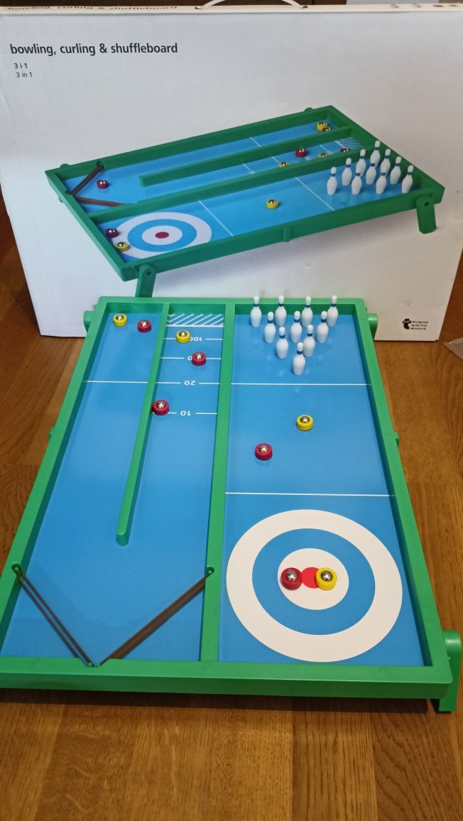 Gra kręgle, curling I shuffleboard 3w1