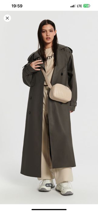 Тренч (шкірзам) графіново-сірий/