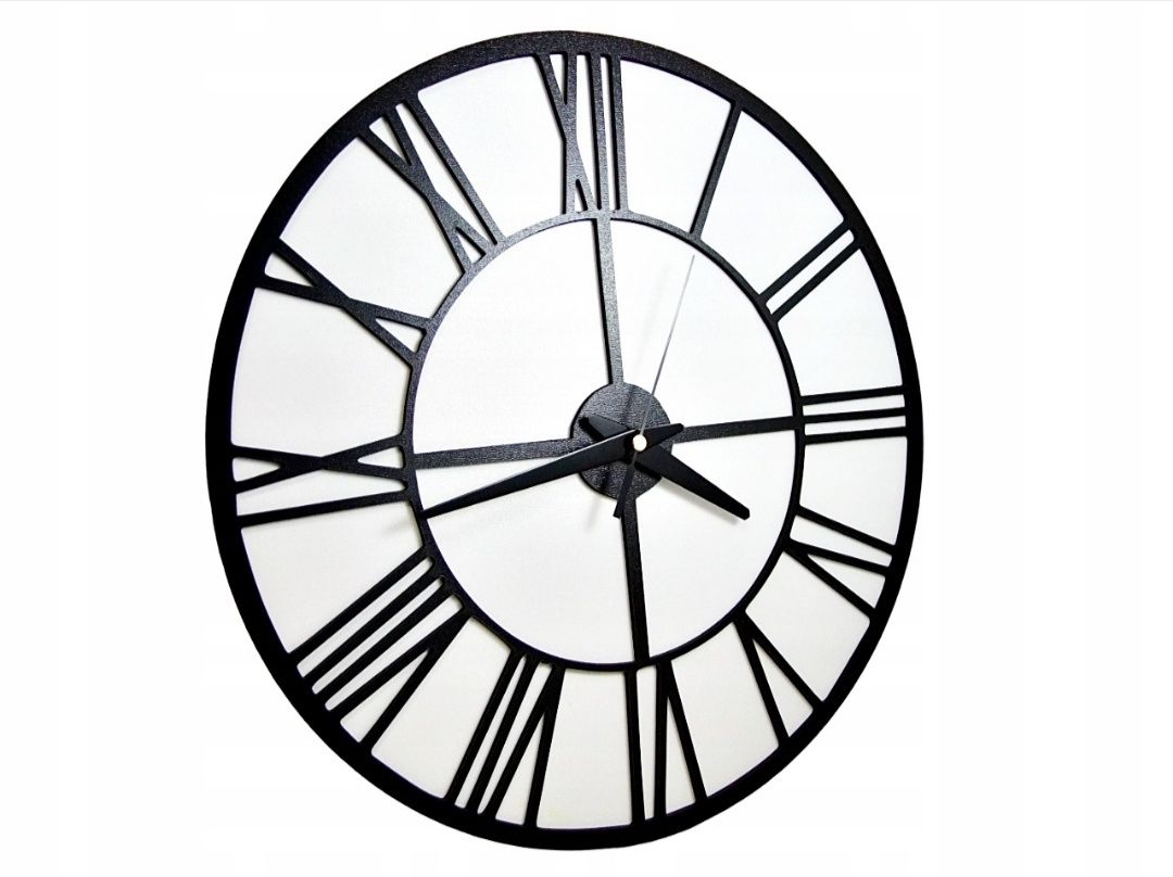 Zegar Ścienny Loft Biało Czarny 35cm Bezgłośna Połysk Magnolit