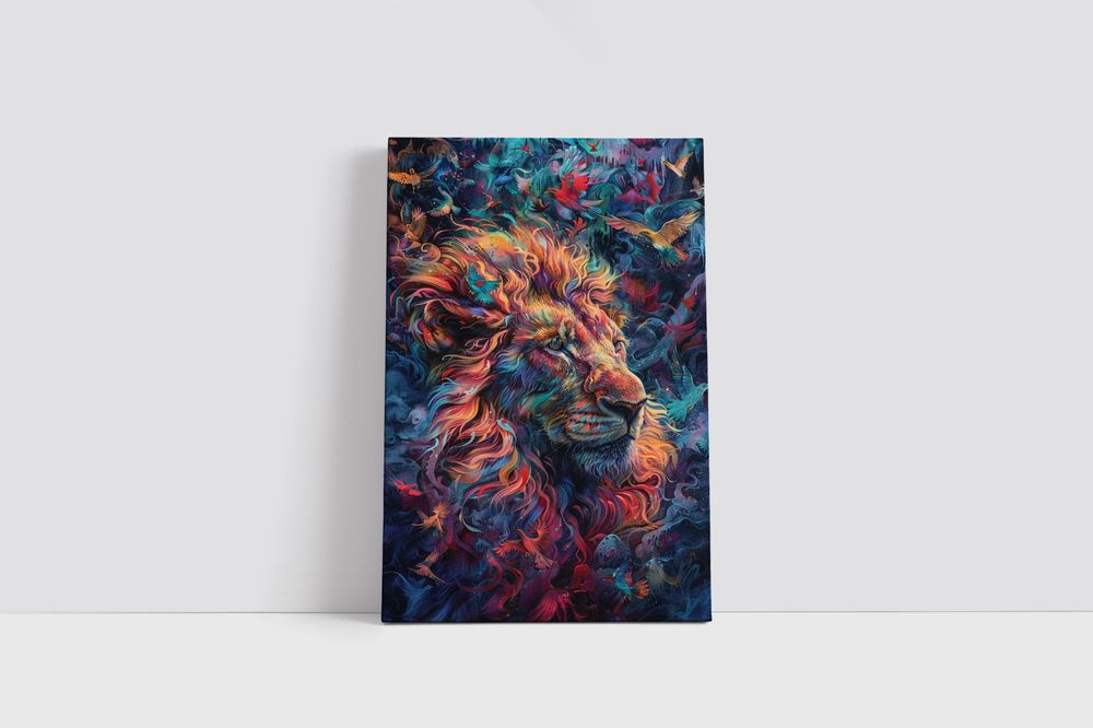 Obraz na płótnie Kolorowy Lew w Nowoczesnym Stylu 40x60 cm