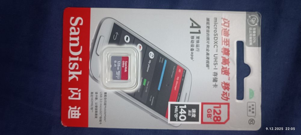 Karta pamięci MicroSD SanDisk 128gb 140MB/s orginalna