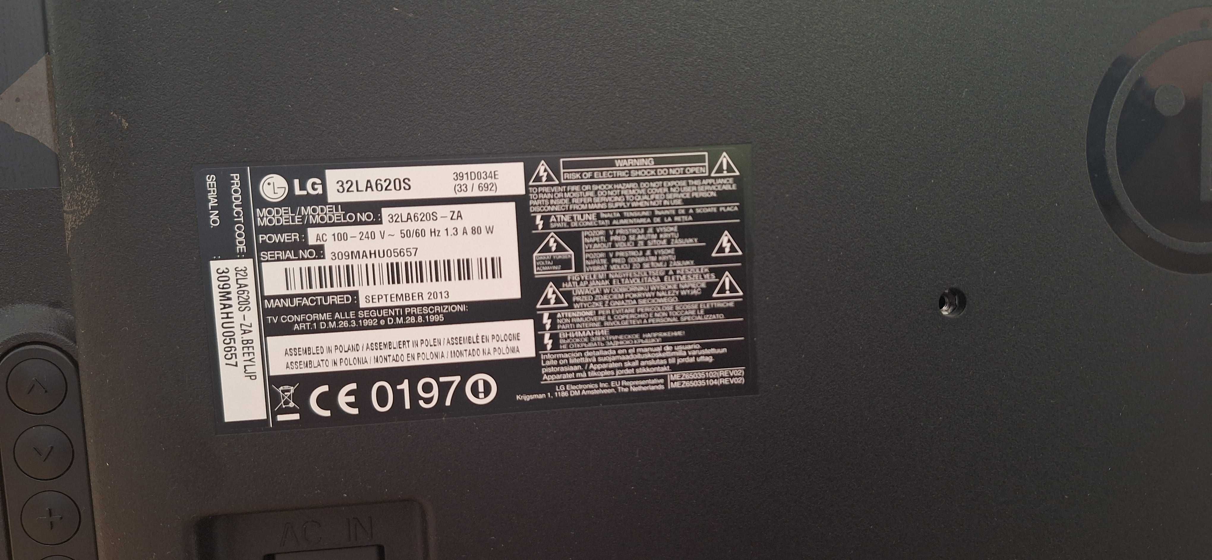 Telewizor 3D LG 32 cale smart 32LA620s okulary 3D pilot magic i zwykły