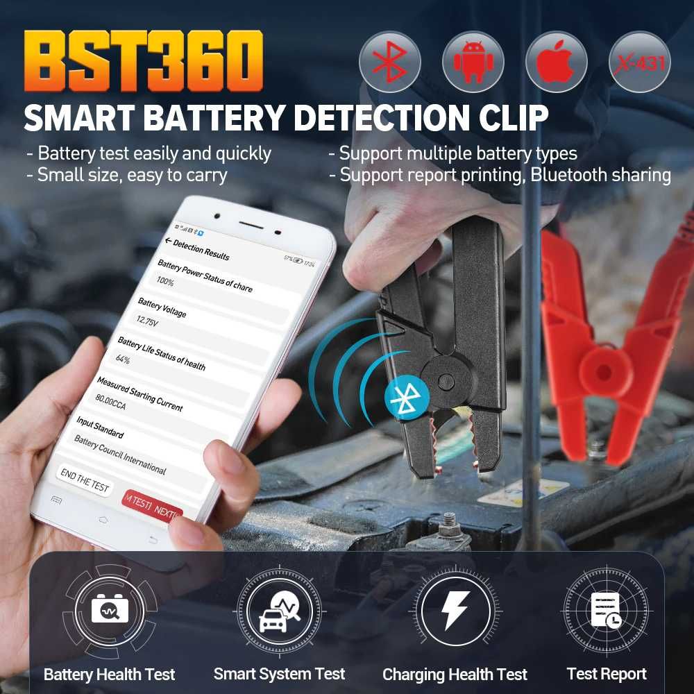 Launch BST360 Cabo Bluetooth Teste Baterias Máq OBD Launch X431 (NOVO)