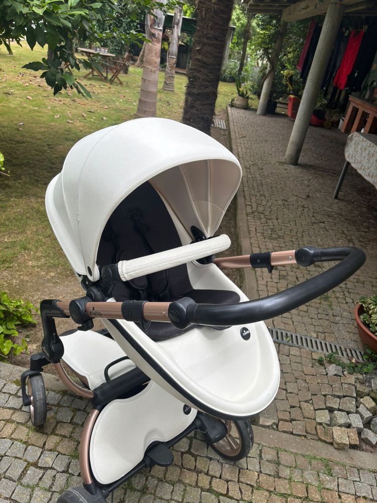 Carrinho bebé Mima Xari branco e rose gold