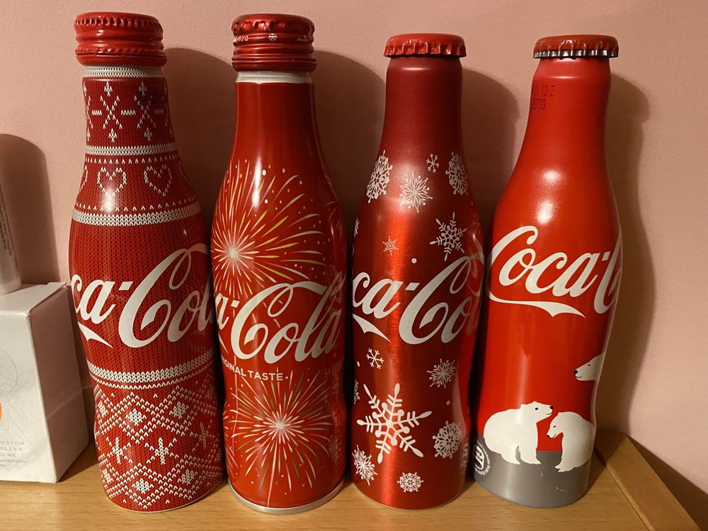 Garrafas coca cola coke aluminio Natal Urso estrelas Pai Natal cada 15