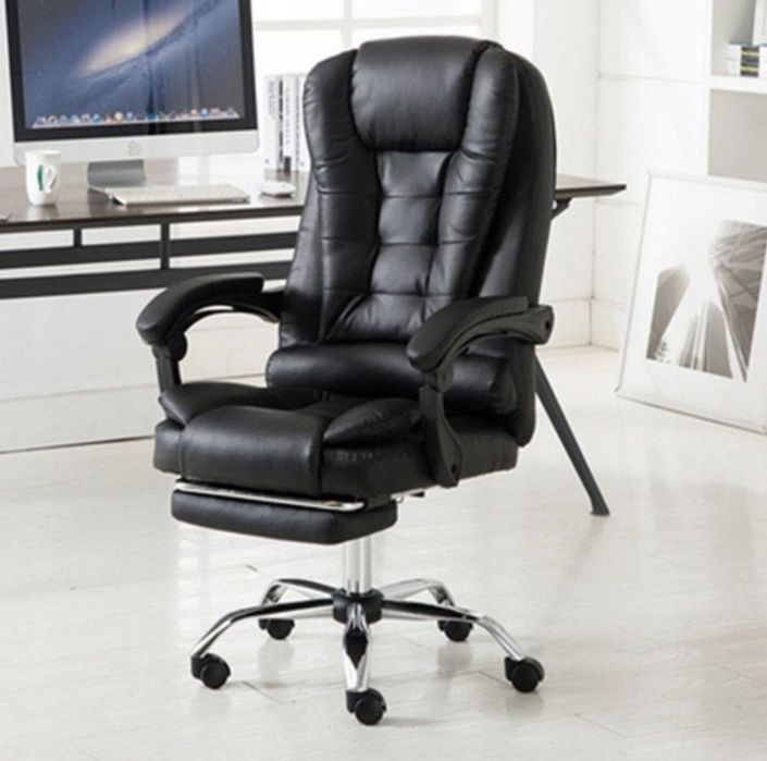 PREMIUM‼️Super Wygodny Fotel obrotowy czarny do biura z podnóżkiem