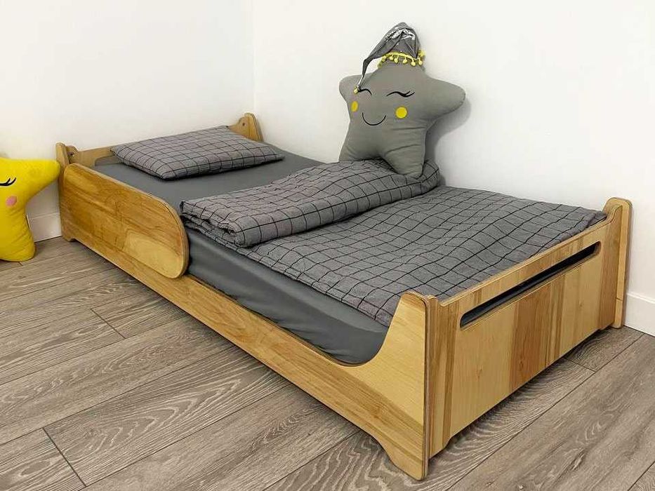 Дитяче ліжко Монтессорі | Напольная детская кровать | Ліжко з бортиком