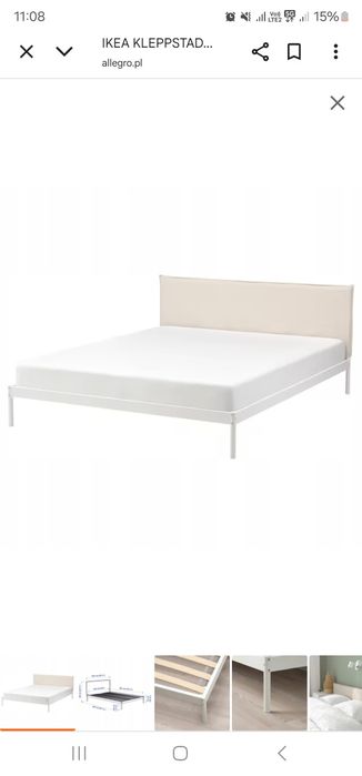 Łóżko ikea metalowe KLEPPSTAD
Rama łóżka, biały/Vissle beżowy, 160x200