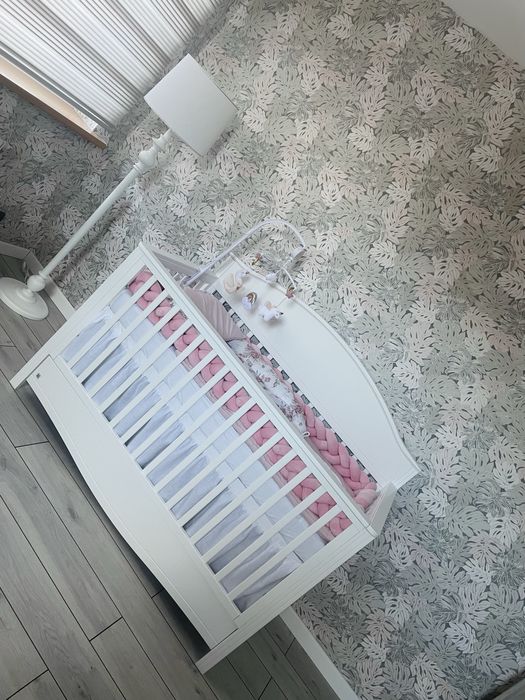 Łóżeczko dziecięce Bellamy Goodnight SNOW białe 140x70 z funkcja sofy