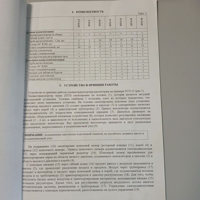 Пневмотранспортер для зерна ПТС 25