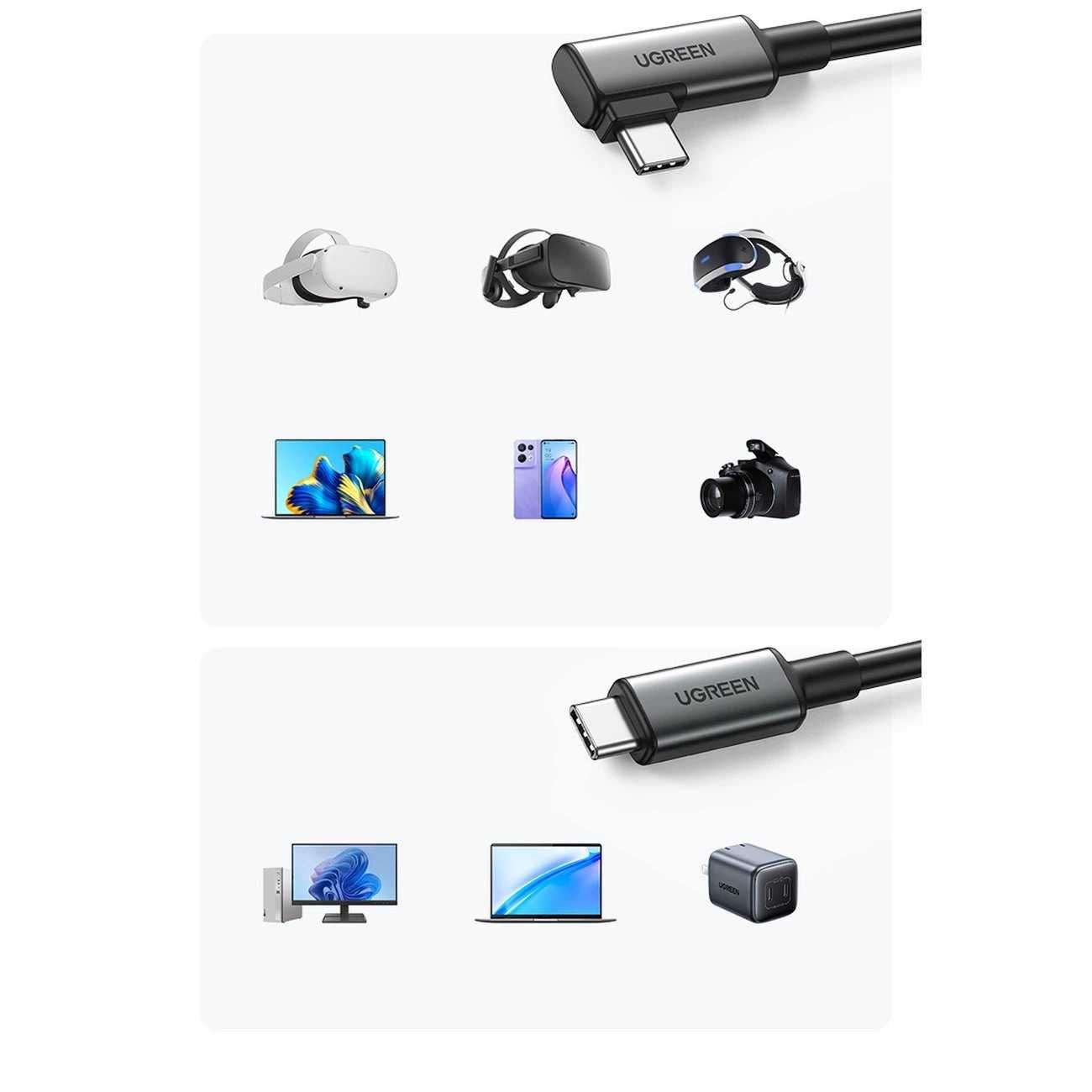 Ugreen Kabel Kątowy USB-C -USB C 3A 5m 60W 5Gb/s US551 Gogli Sklep Wwa