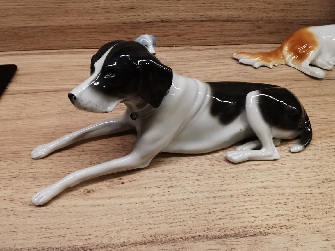 Figurka Gotha Pfeffer porcelanowy pies wyżeł art deco antyk