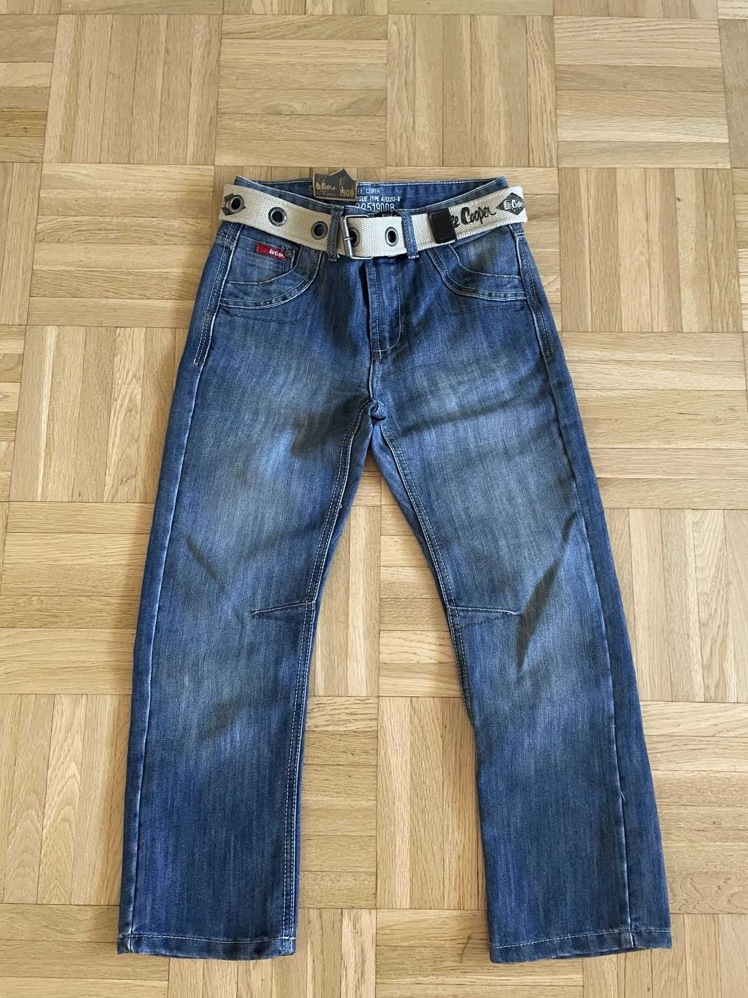 Spodnie Lee Cooper 7-8 lat z paskiem nowe