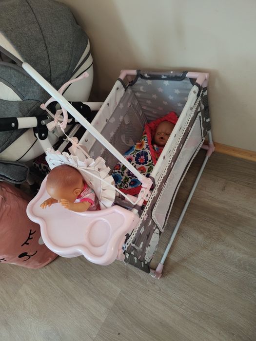 Lalki, wózek, łóżeczko, dodatki