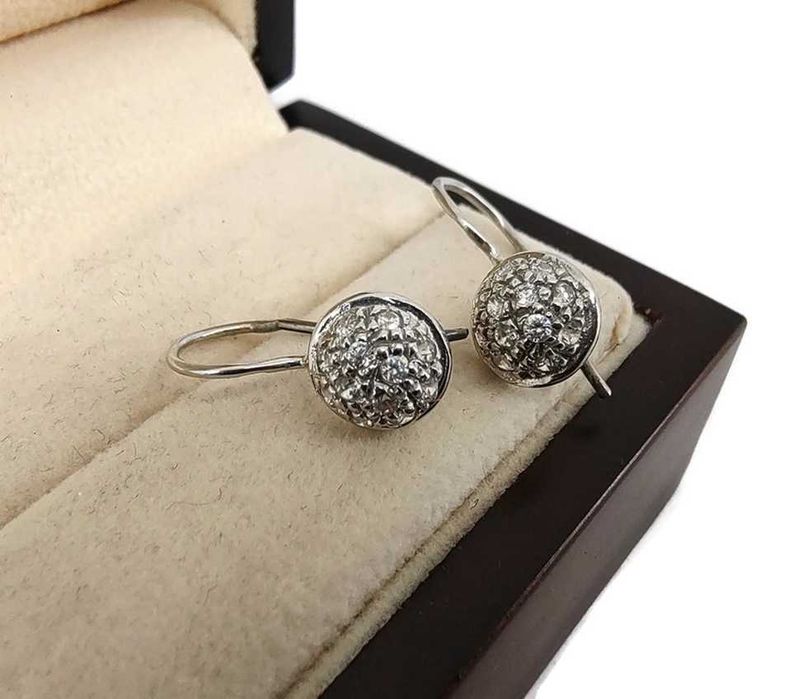 Śliczne złote kolczyki z białego złota 14G, 2,36g