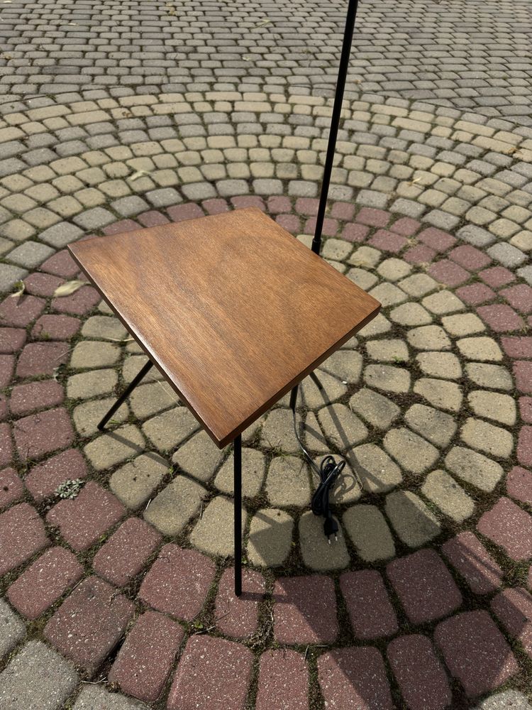 Lampka podłogowa ze stolikiem loftowa prl vintage loft
