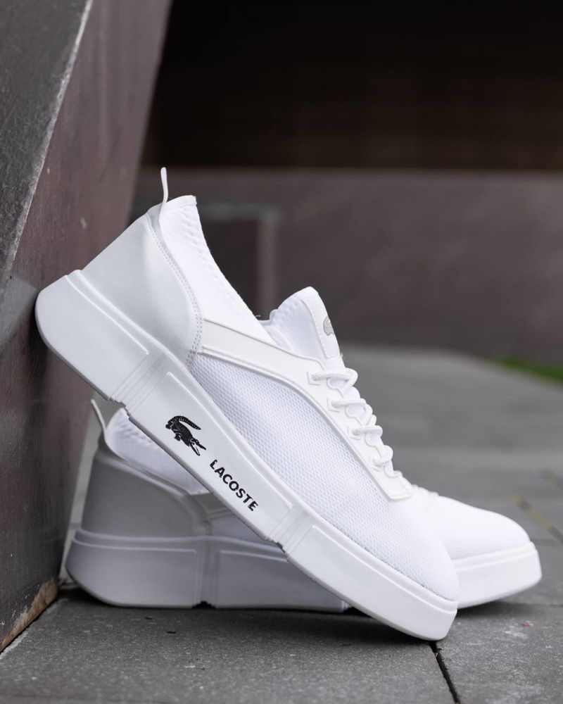 Мужские кроссовки лакоста белые Lacoste White 40,41,42,43,44