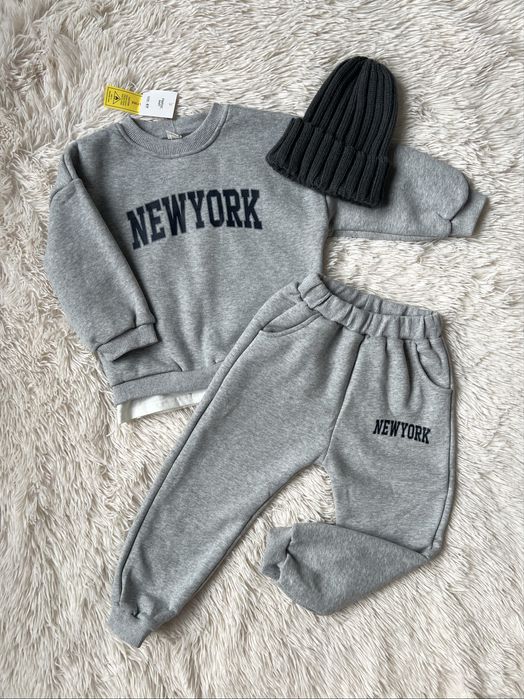 Якісний утеплений костюм на флісі сірий 104р (98-104)