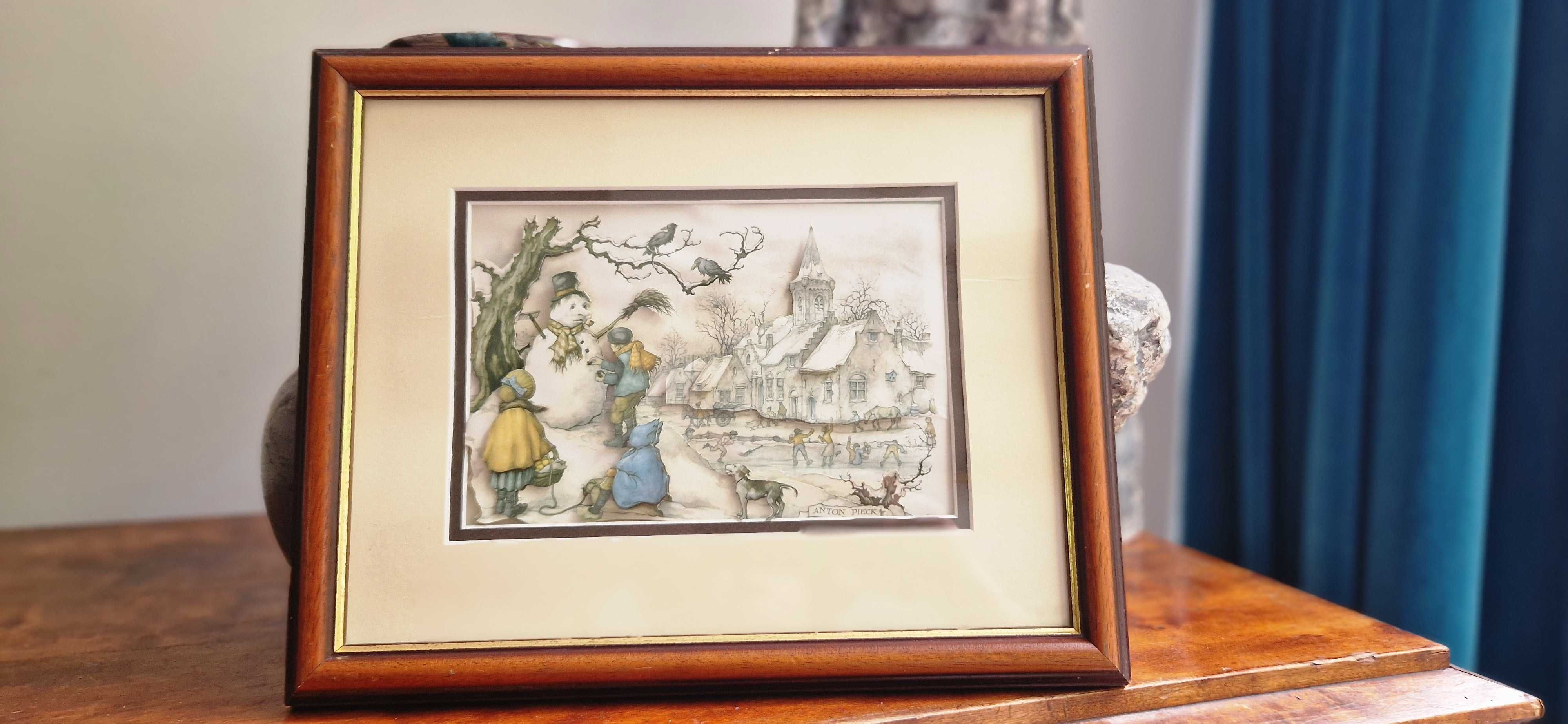 Obraz wycinanka Anton Pieck prezent dla dzieci bałwan dekor tanio