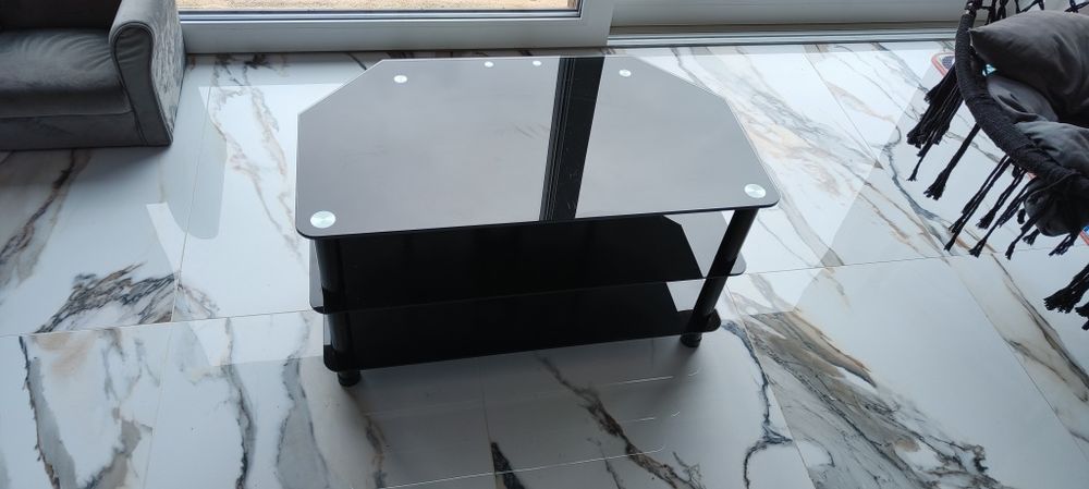 Stolik szklany rtv czarny