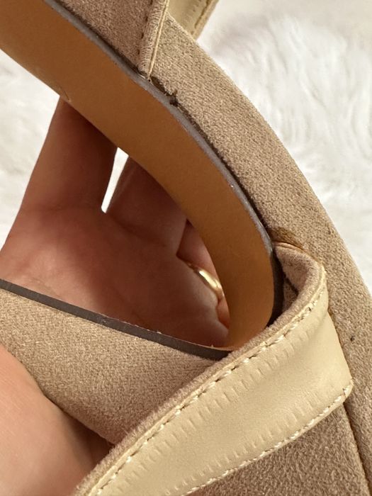 SEASIDE - Sandalias Altas c/ Plataforma Bege em pele de pessego