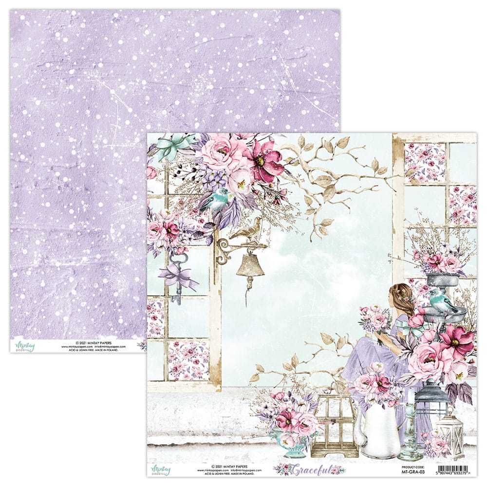 Zestaw papierów do scrapbookingu Mintay - Graceful - 30x30cm + GRATIS