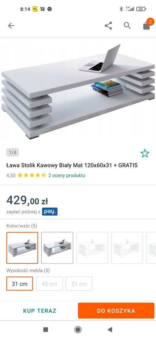 Stolik kawowy biały