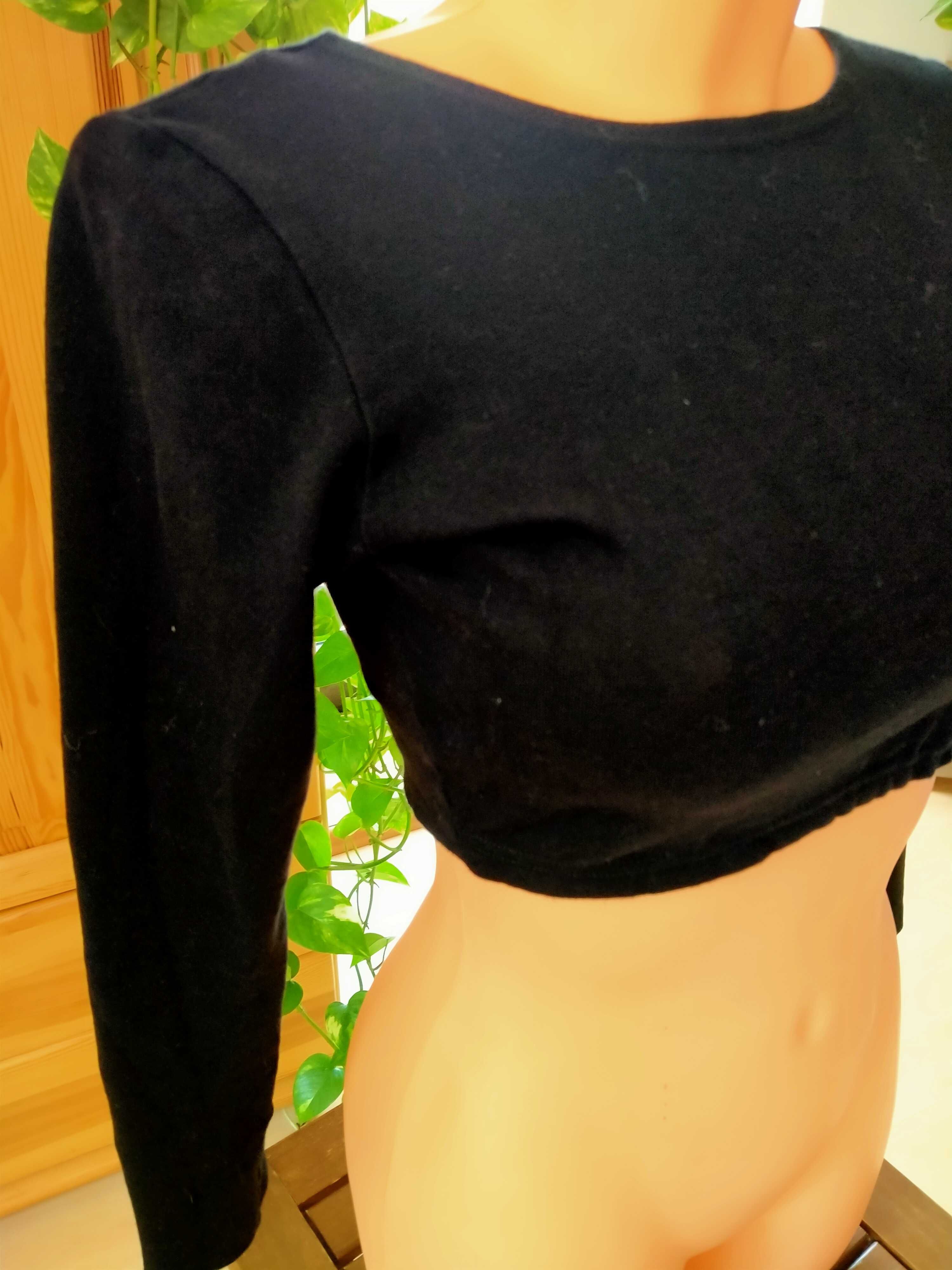 Czarny crop top z długim rękawem XS/S