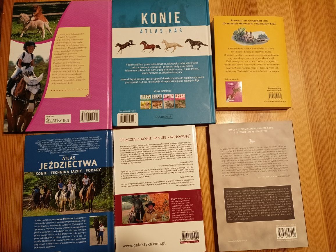 Książki o koniach mowa koni, atlas i inne