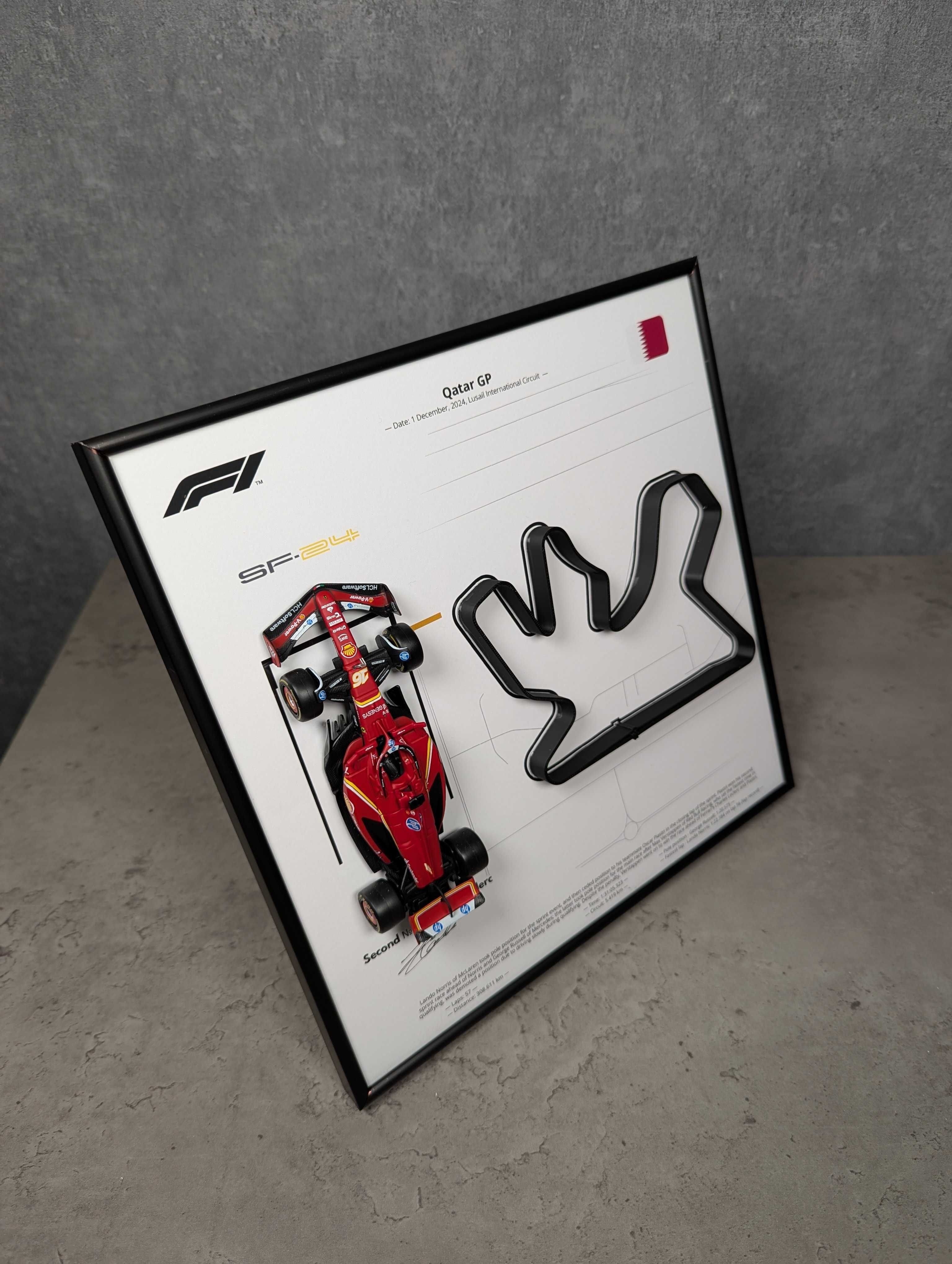 Bburago з Рамкою F1 Ferrari SF24 та Трасою Qatar GP 2024 #16 Leclerc