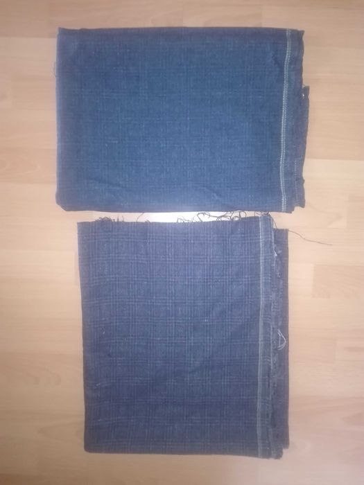 Materiał tkanina granatowy w kratkę 2 sztuki 110x150 i 85x150
