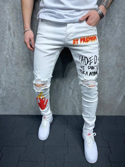 Белые джинсы скинни мужские брендовые