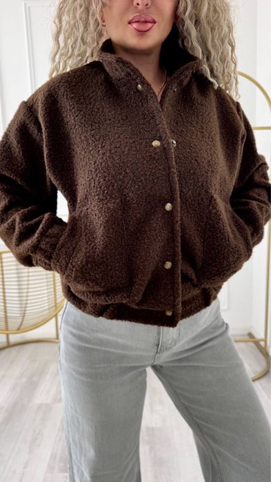 Бомбер жіночий барашек . Кофта на пуговках. Кашемір Букле