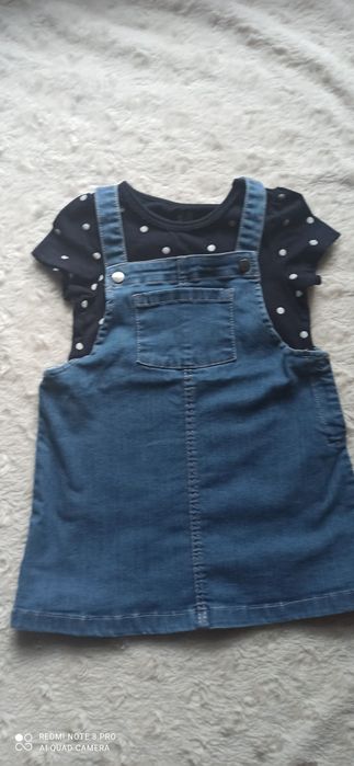 Dżinsowa spódniczka na szelkachr.86+koszulka