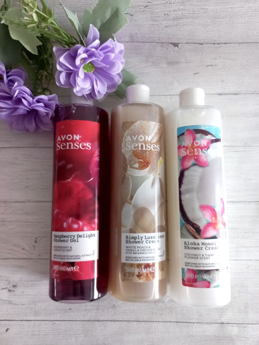 Żel pod prysznic 3 szt zestaw Avon Senses duże XXL 500 ml