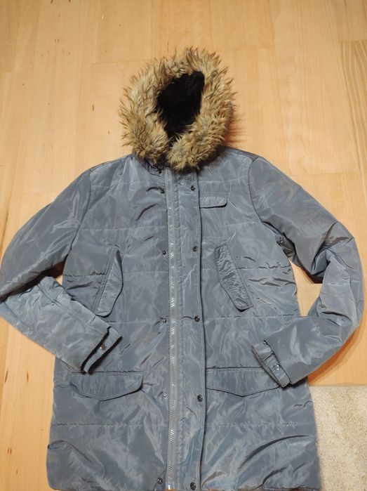 LTB parka męska ocieplana kurtka długa z kapturem i futerkiem
