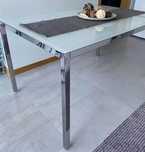 Mesa base inox e tampo de vidro 135 x85 -100€